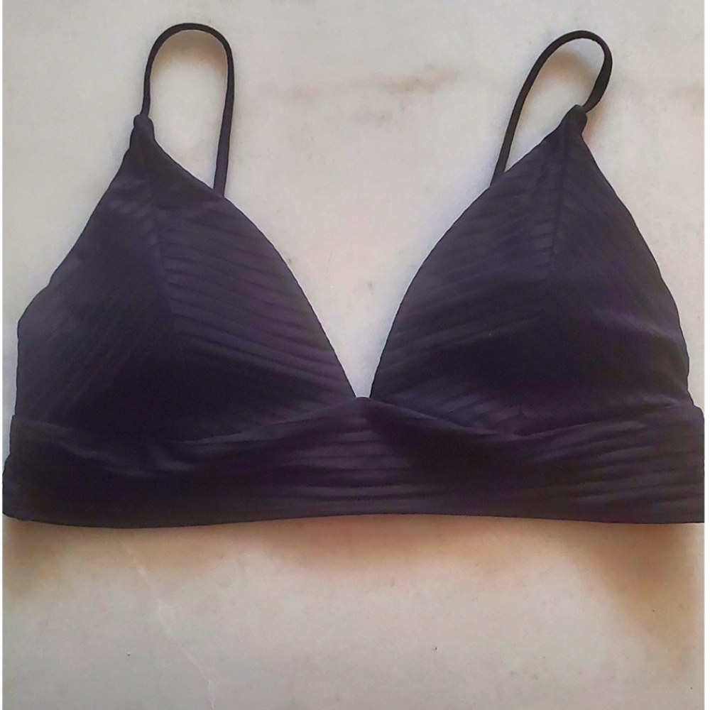 No Boundaries Ribbed Triangle Bikini Top